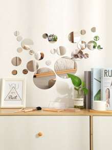 圆形/椭圆形/方形/菱形浴室/卧室/客厅装饰镜，带家居装饰道具。 - 銀色 - 查看 13