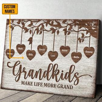 Catygift Anpassat namn - Gör livet bättre för barnbarn - Väggdekoration med hjärtformat träd till familjenamn - Personlig väggkonst på canvas, familjegåva, present till nära och kära, alla hjärtans dag-present, alla hjärtans dag-dekor, vattentät och mögelfri, modern och söt, högkvalitativ anpassning, personlig, unik, idealisk alla hjärtans dag-present till son, dotter, student, barn, heminredning, pryd ditt hem, souvenir, återanvändbar, bedårande, högkvalitativ