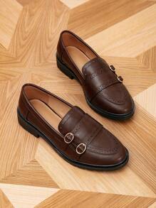 Women's Round Toe Buckle Flat Loafers, Thick Bottom Comfortable Retro Casual Shoes, Spring/Autumn