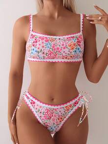 Ditsy Floral Tie Sides Sexy Bikini Set Summer