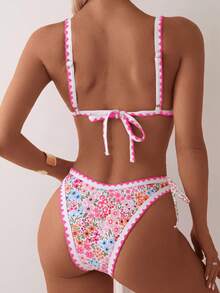 Ditsy Floral Tie Sides Sexy Bikini Set Summer