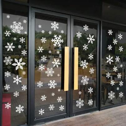 8 hojas/144 piezas Pegatinas de ventana con copos de nieve, pegatinas de copo de nieve reutilizables para superficies de vidrio en el hogar y la oficina, adecuadas para refrigeradores y ventanas, decorativas para invierno, mejores regalos, decoración del hogar, decoraciones navideñas, decoración de habitaciones en Navidad