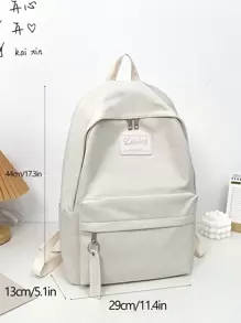 1pc Personalized Name/Logo/Text Unique Large Capacity Lightweight Fashionable Backpack, Casual Outdoor Essential For Students & Travel, Autumn Bags For Ladies - Beige - View 6