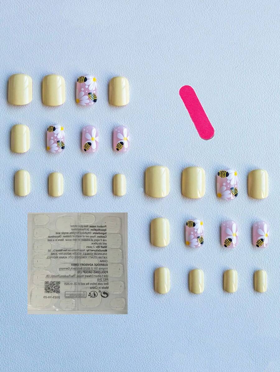 Upgrade Your Appearance With 24 Square Fresh Flower Bee Detachable Fake