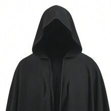 1 件男女通用死神连帽黑色斗篷长袍中世纪巫术吸血鬼骑士角色扮演服装派对化装舞会适合狂欢节世界读书日、圣诞节 - 黑色 - 查看 8