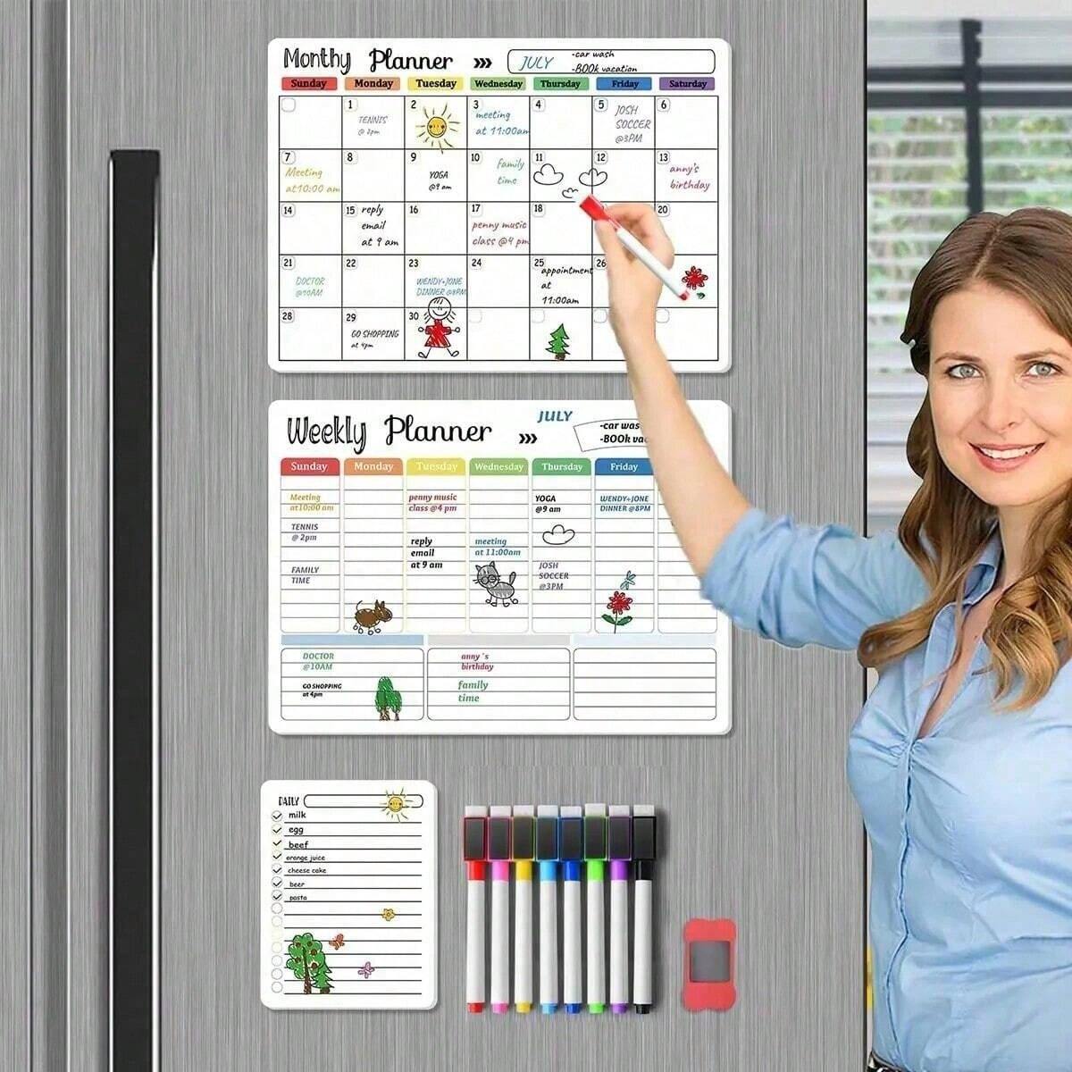 12Piece Set/10Piece Set Refrigerator Dry Erase Calendar