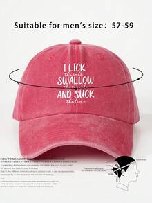 1 件印有“I LICK SWALLOW AND SUCK”可调节棒球帽，户外防晒休闲帽，适合春秋季旅行和海滩，适合年轻男士，Y2K 风格 - 棒球帽 - 查看 7