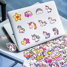 Bộ 50 miếng dán hình kỳ lân, ngựa cầu vồng, số lượng lớn, thích hợp dán lên bình nước, sổ lưu niệm, nhật ký, máy tính xách tay, điện thoại, trang trí tiệc Giáng sinh, bộ dán chống thấm nước, phù hợp cho người lớn và thanh thiếu niên. - Nhiều màu - Xem 9
