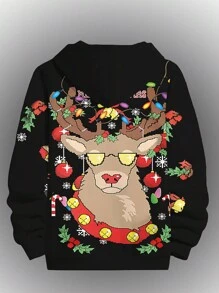 Men 3D Print Novelty Pattern Hoodie, Pullover Hooded Sweatshirt With Drawstring & Pocket, Suitable For Autumn & Winter - Multicolor - View 2