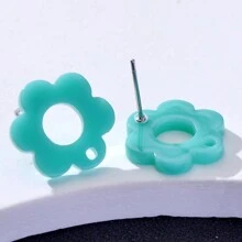 20pcs Plum Blossom Shaped Acrylic Stud Earrings For Women DIY Jewelry Making Earring Components Accessories