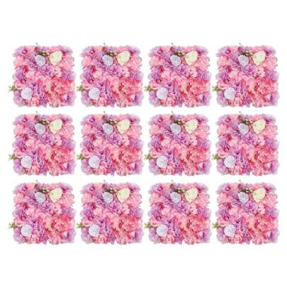 Conjunto de 12 paneles de pared con flores artificiales de estilo 3D, arreglo floral de rosas de seda de 15*15 pulgadas para decoración de bodas y fiestas