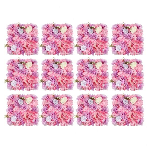 Conjunto de 12 paneles de pared con flores artificiales de estilo 3D, arreglo floral de rosas de seda de 15*15 pulgadas para decoración de bodas y fiestas