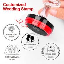 Personalized Wedding Stamp For Couples-Customizable With Names And Dates-Elegant Wedding Favor Stamp For Invitations, Thank You Cards, And Wedding Keepsakes-Perfect For Newlyweds, Anniversary Celebrations, And Special Events-Custom Stamp With Romantic Designs To Add A Personal Touch To Your Special Day - Black - View 3