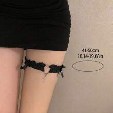 1pc Butterfly Heart Bell Anklet For Women Punk Style Lace Thigh Ring Neck Collar Lock Chain Choker Accessories Leg Chain Valentines,Mom,Mother,Mother's Day,Gift
