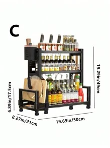 1 Piece Kitchen Spice Storage Rack, Chopstick And Knife Holder Countertop Multi-Functional Kitchenware Storage Rack Multi-Layer, Kitchen Spice Storage Rack Large Capacity, Oil, Salt, Sauce And Vinegar Storage Rack, Kitchen Countertop Chopping Board Pot Lid Storage Rack Black ✅Kitchen Storage Rack Is Perfect For Storing Sauces, Condiments, Cereals, Canned Goods, Salt And Pepper Grinders Or Household Items