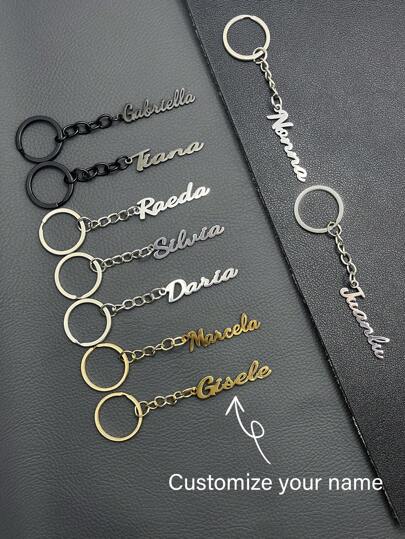 1pc Custom Name Tag Keychain Personalized Letters Stainless Steel Men And Women Father's Day, Mother's Day, Valentine's Day Gifts