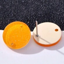 20pcs 14mm Candy-Colored Silver Powder Acrylic Steel Ear Studs Women's Fashion Jewelry DIY Earring Components