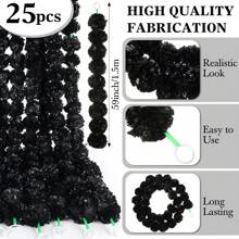 25 piezas Guirnaldas de Flor de Cempasúchil Artificial de 5 pies para decoración de , boda, Día de Muertos, guirnalda falsa a granel de cempasúchil para chimenea de Halloween, fiesta mexicana (Negro) - Negro - Ver 2