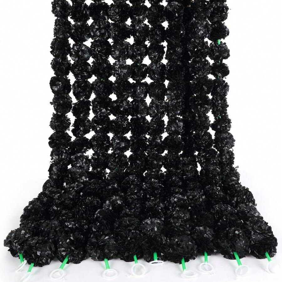25 piezas Guirnaldas de Flor de Cempasúchil Artificial de 5 pies para decoración de , boda, Día de Muertos, guirnalda falsa a granel de cempasúchil para chimenea de Halloween, fiesta mexicana (Negro) - Negro - Ver 1