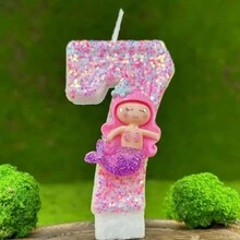 创意蛋糕数字生日蜡烛粉色美人鱼生日派对手工装饰 - 彩色 - 查看 22