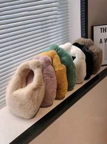 Y2K 女士毛绒手提包，秋冬毛绒流浪包，毛绒托特包钱包，卡哇伊可爱毛绒流浪包，女士休闲手提包和钱包，女士毛绒包柔软腋下包拉链开合轻便托特包女士秋冬手提包，完美搭配女士秋季服装，新款女士毛皮包