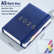 2025 年 1 月至 12 月计划本带英文内页笔记本 A5 PU 皮革封面学校日程计划本每周和每月日记本组织者学习办公用品文具 - 彩色 - 查看 15