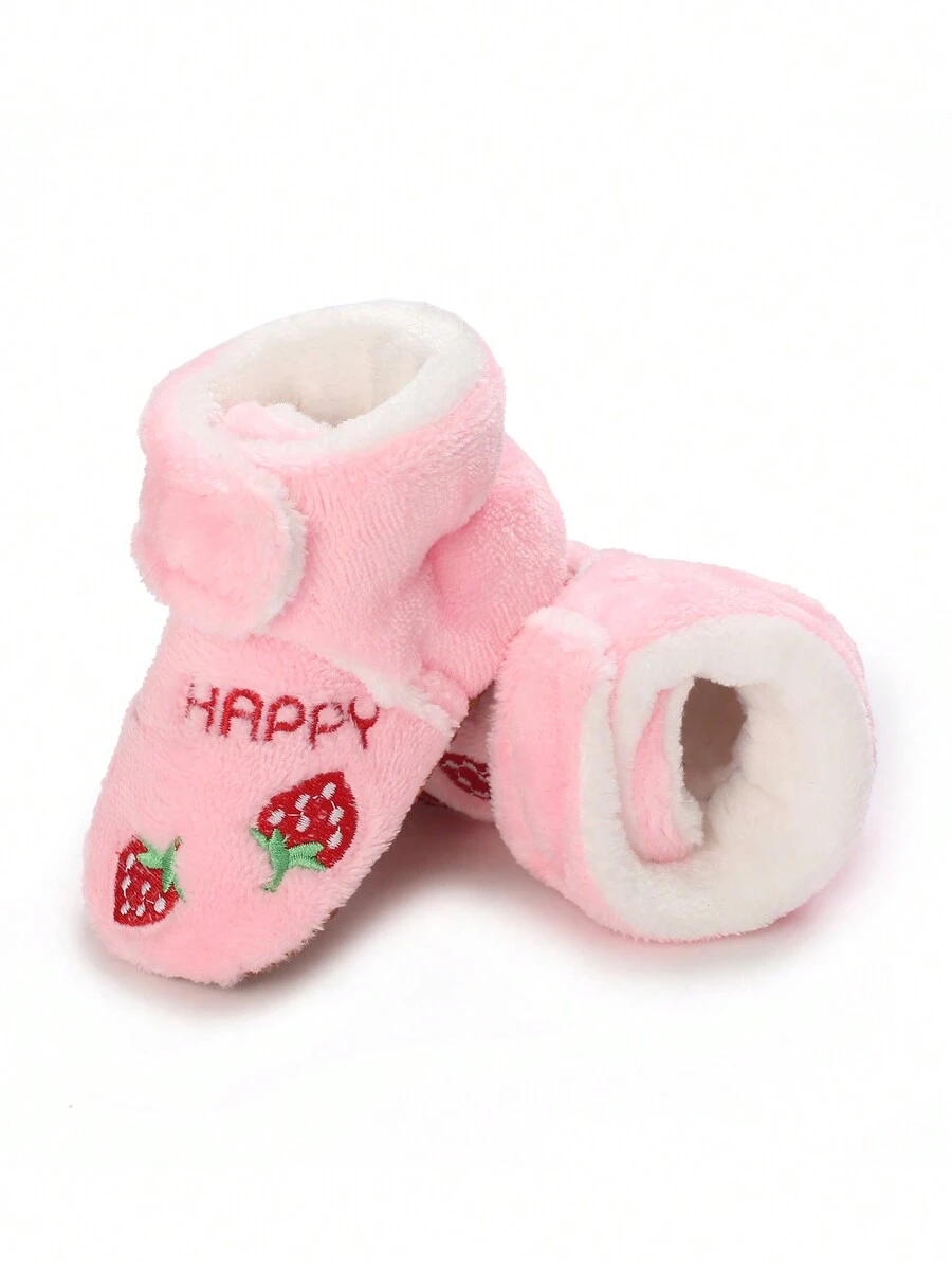 0-1岁女婴靴，粉色，可爱，舒适，保暖，带保暖内衬，加厚，秋冬季 - 粉色 - 查看 1