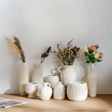 1 件陶瓷花瓶，简约美式乡村风格花架 - 米色 - 查看 2