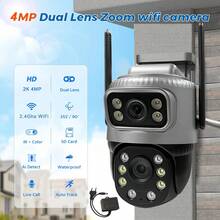 SWVW Camera an ninh PTZ WiFi có dây 2K 4MP ống kính kép (2x2MP) ngoài trời với góc siêu rộng, Camera 360 độ cắm điện 2,4 GHz, Phát hiện người/xe, Còi báo động, Tầm nhìn ban đêm màu, 2,4GWIFI Camera an ninh gia đình trong nhà và ngoài trời, Camera WIFI không dây, Camera IP, Camera PTZ, Camera vòng, Không có Camera giám sát, Camera CCTV, Camera thú cưng, Camera giám sát IP PTZ ngoài trời trong nhà thông minh - Phích cắm loại C của EU (220-240V) - Xem 2