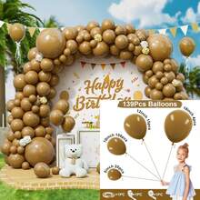 139 件沙色、白色、玫瑰色、红色、橙色、黄色、蓝色、黑色、粉色、紫色、棕色、绿色乳胶花环气球，适用于婚礼、生日、新娘送礼会、单身派对装饰、性别揭示、派对装饰、室内和室外装饰 - 彩色 - 查看 16