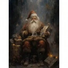 1 tấm vải Canvas trang trí tường Giáng sinh cổ điển nhẹ nhàng, trang trí nhà nông thôn, phong cảnh mùa đông, nghệ thuật ngày lễ, không khung - Nhiều màu - Xem 50