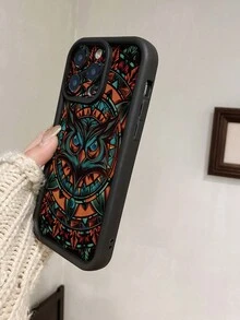 1 个猫头鹰图案设计，带有精确的孔用于保护相机防震黑色手机壳，适用于 Iphone 11 Pro Max/12 Pro Max/13 Pro Max/14 Pro Max/15 Pro Max/IPhone 16 Plus/IPhone 16 Pro Max、Redmi、OPPO/Realme、VIVO、Infinix、Honor、MOTO、Itel、One Plus - 黑色 - 查看 2