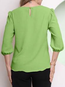 Women's Blouse Tailored Simplicity Elegant Social Basic Crepe 3/4 Sleeve Princess Tamires - 抹茶 - 查看 2