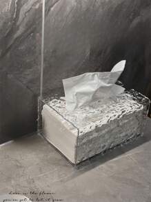 1 peça de capa transparente para caixa de lenços de papel, sem necessidade de perfuração, suporte para lenços faciais texturizados ondulados para parede, estojo de armazenamento doméstico para banheiro, sala de estar, mesa, escritório, papel-toalha de cozinha, decoração de banheiro, organizador de banheiro, decoração de outono, volta às aulas