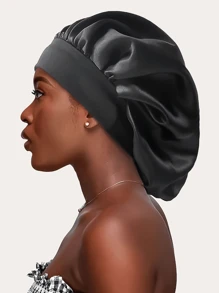 Awegeo 1顶女士大号睡帽，纯色宽檐，弹性缎面面料，时尚超大睡帽，舒适透气，适合睡眠和日常佩戴，母亲节礼物 - 黑色 - 查看 12