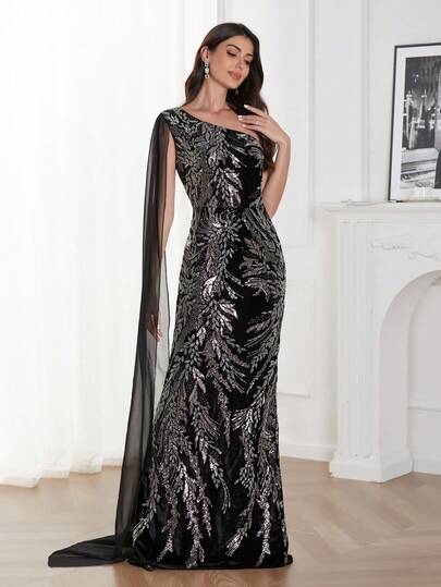 Elegant Bejeweled Fishtail Formal Dress, Semi Formal Prom Dress, For Birthday, Wedding Guest, Graduation Homecoming