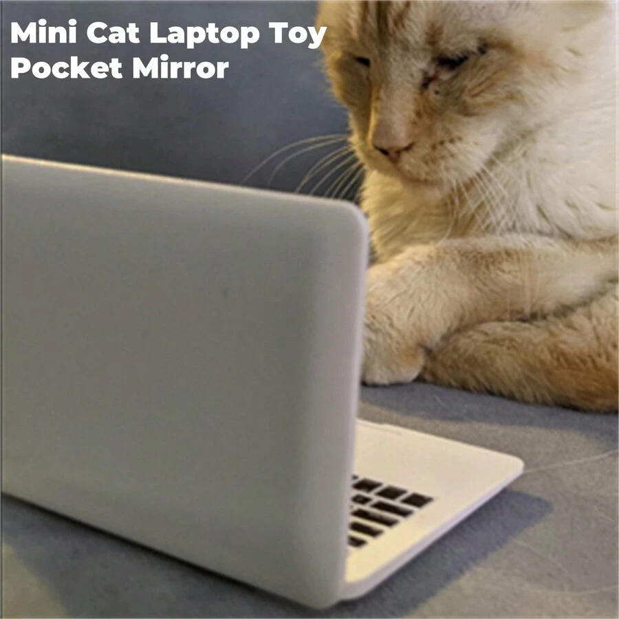 Mini Cat Laptop Toy Pocket Mirror, 3.7 X 2.5 Inch Small Folding Dog