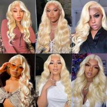 613 Body Wave Lace Front Human Hair Wig Brazilian Human Hair 613 Blonde HD Transparent Lace Frontal Human Hair Wig 180% Density Pre Plucked With Baby Hair For Women 28 Inch