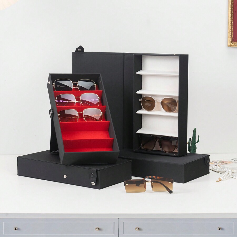 A 5Grid Pongee HighEnd Multifunctional Standing Storage Box, Glasses