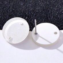 20pcs 14mm Candy-Colored Silver Powder Acrylic Steel Ear Studs Women's Fashion Jewelry DIY Earring Components