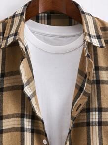 Men's Button Front Long Sleeve Plaid Collared Casual Shirt