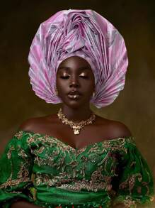 Nigerian Women's Hat Aso O New Color Fabric Weaving, Hand Folded Flower Fan Layered African Hat Topper, Auto Gel Headwear, Suitable For Weddings, Parties, And Other Festivals, Adjustable - A - View 8