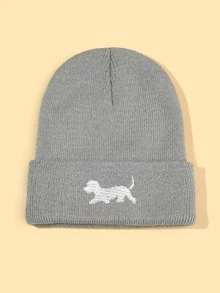 1 chiếc mũ len thêu hình chú chó dễ thương dành cho cả nam và nữ, mũ không vành phong cách hip hop, ấm áp và thoải mái, đơn giản và thời trang, thích hợp cho trang phục thường ngày mùa thu/đông - A - Xem 11