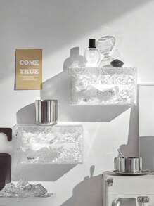 1 peça de capa transparente para caixa de lenços de papel, sem necessidade de perfuração, suporte para lenços faciais texturizados ondulados para parede, estojo de armazenamento doméstico para banheiro, sala de estar, mesa, escritório, papel-toalha de cozinha, decoração de banheiro, organizador de banheiro, decoração de outono, volta às aulas