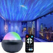 YETHKE 极光灯投影仪 - 2 合 1 LED 北极光和海浪，遥控，具有 14 种效果 - USB 供电夜灯，适用于卧室、游戏室、家庭影院、天花板和派对 - 变色、可调光且节能 - 圓形北極 - 查看 3