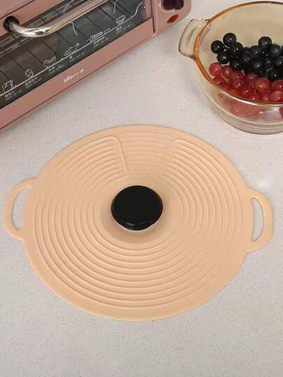 1入組雙顏色矽膠保鮮套,防溢出印章矽膠鍋套,廚具矽膠套適用於鍋和平底鍋