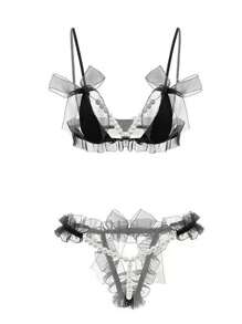 1 套仿珍珠肩带文胸和内裤套装，性感蕾丝“珍珠”内衣，带珍珠按摩自慰内裤的吊带文胸，性感内衣套装（适合身高 150 - 175 厘米，胸围 56-110 厘米，腰围 64-100 厘米，手工测量可能存在 1-3 厘米的差异），坏蛋造型 - 黑色 - 查看 7