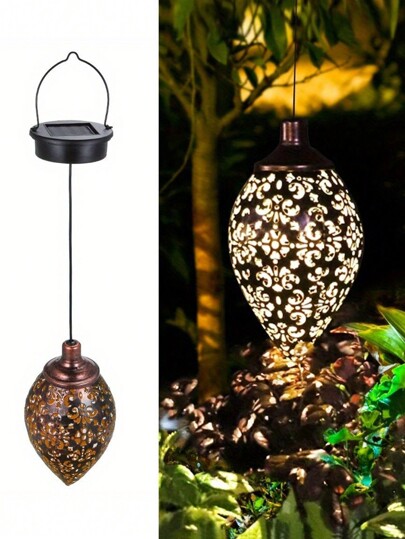 1pc Solar Iron Water Drop Lantern - Durable & Waterproof, Illuminate Your Garden With Aesthetically Evening Ambiance - Energy-Efficient Outdoor Lighting