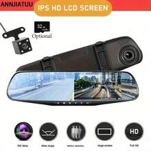 4.3IN Car Rearview Mirror Camera With 1080P Dual Lens, HD Night Vision Recording, Automatic Recording Memory, Push Button - 黑色 - 查看 3