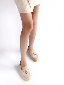 女士金屬裝飾時尚仿麂皮樂福鞋